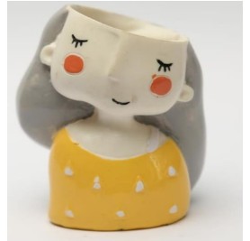 Girl Yellow Resin Pot